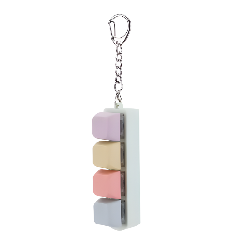 Keychain with pastel-colored rectangular blocks on a white background